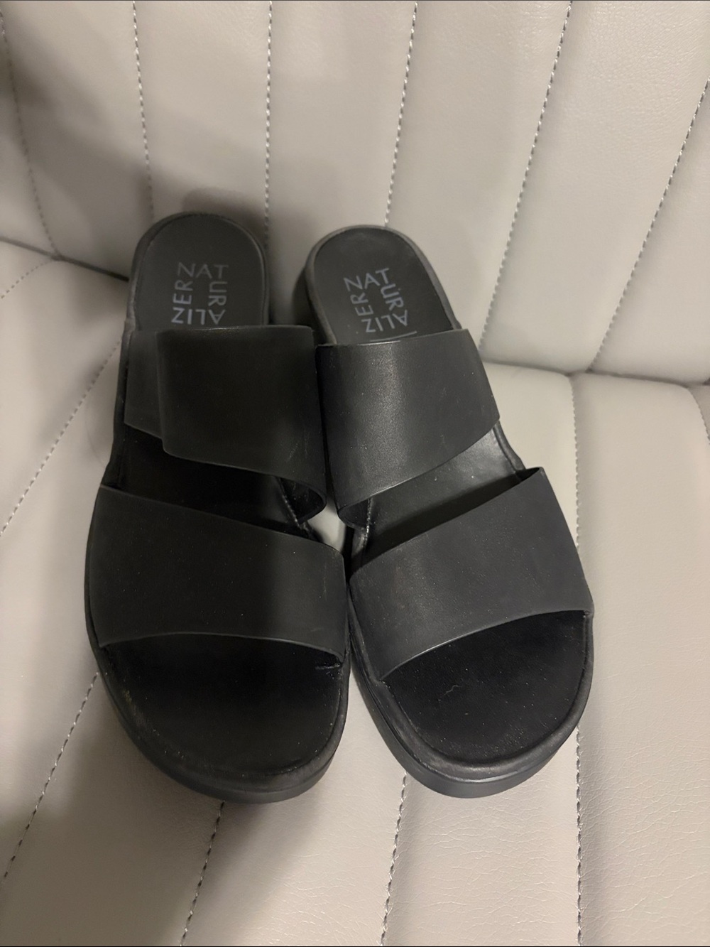 Naturalizer Black Men's Double-Strap Slide Sandals